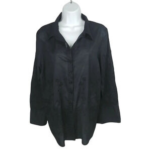 Addition Elle Blouse,  Black Embroidered Flowers 16